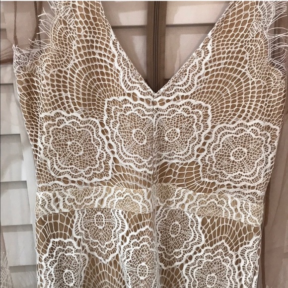 Lace Dress Nude White Cocktail Mini Dress Sz M EUC - Picture 6 of 9